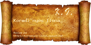 Kormányos Ilona névjegykártya